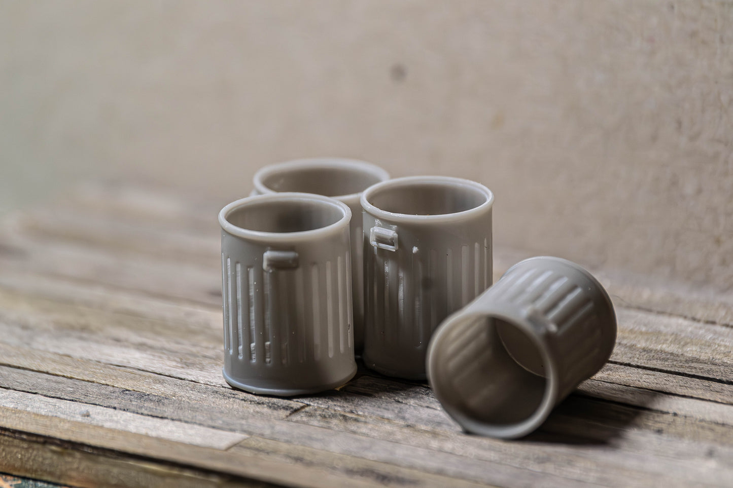 DIY set of empty trash cans in G/O/S/HO/N (1/22.5, 1/48, 1/64, 1/87, 1/160) scale