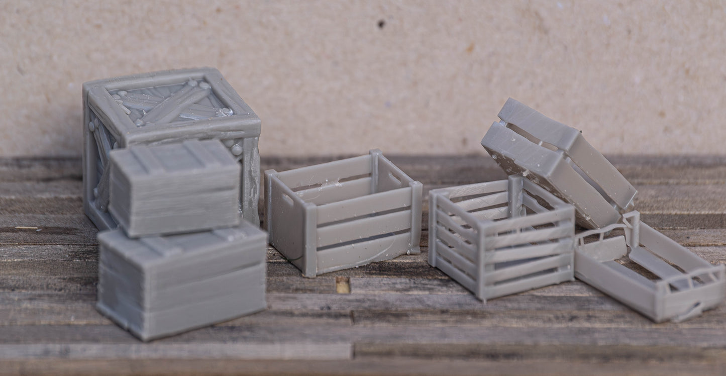DIY set of crates G/O/S/HO/N (1/22.5, 1/48, 1/64, 1/87, 1/160) scale - CRT-01