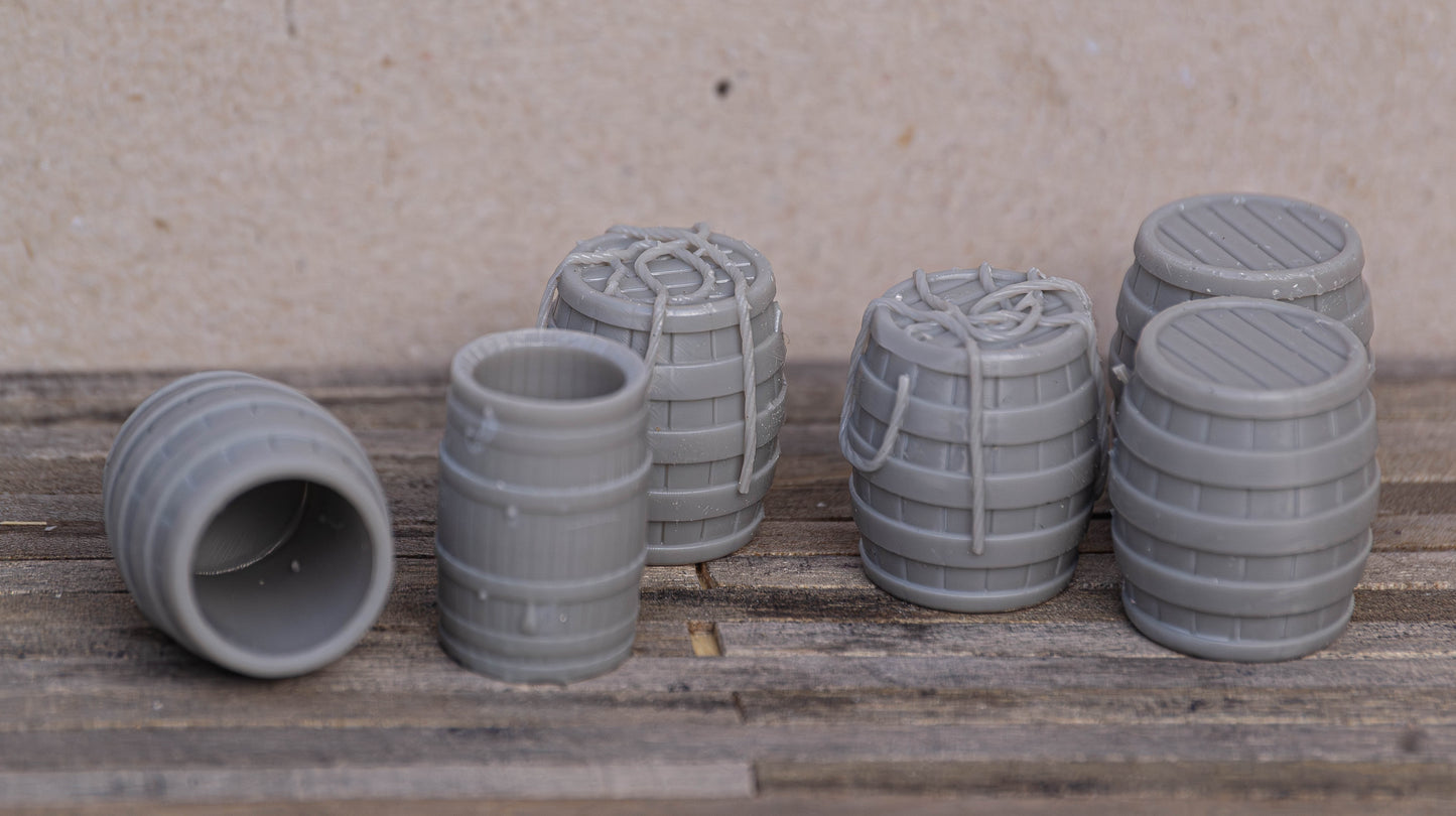 DIY wooden barrels in G/O/S/HO/N (1/48, 1/64, 1/87, 1/160) scale - BRL-01